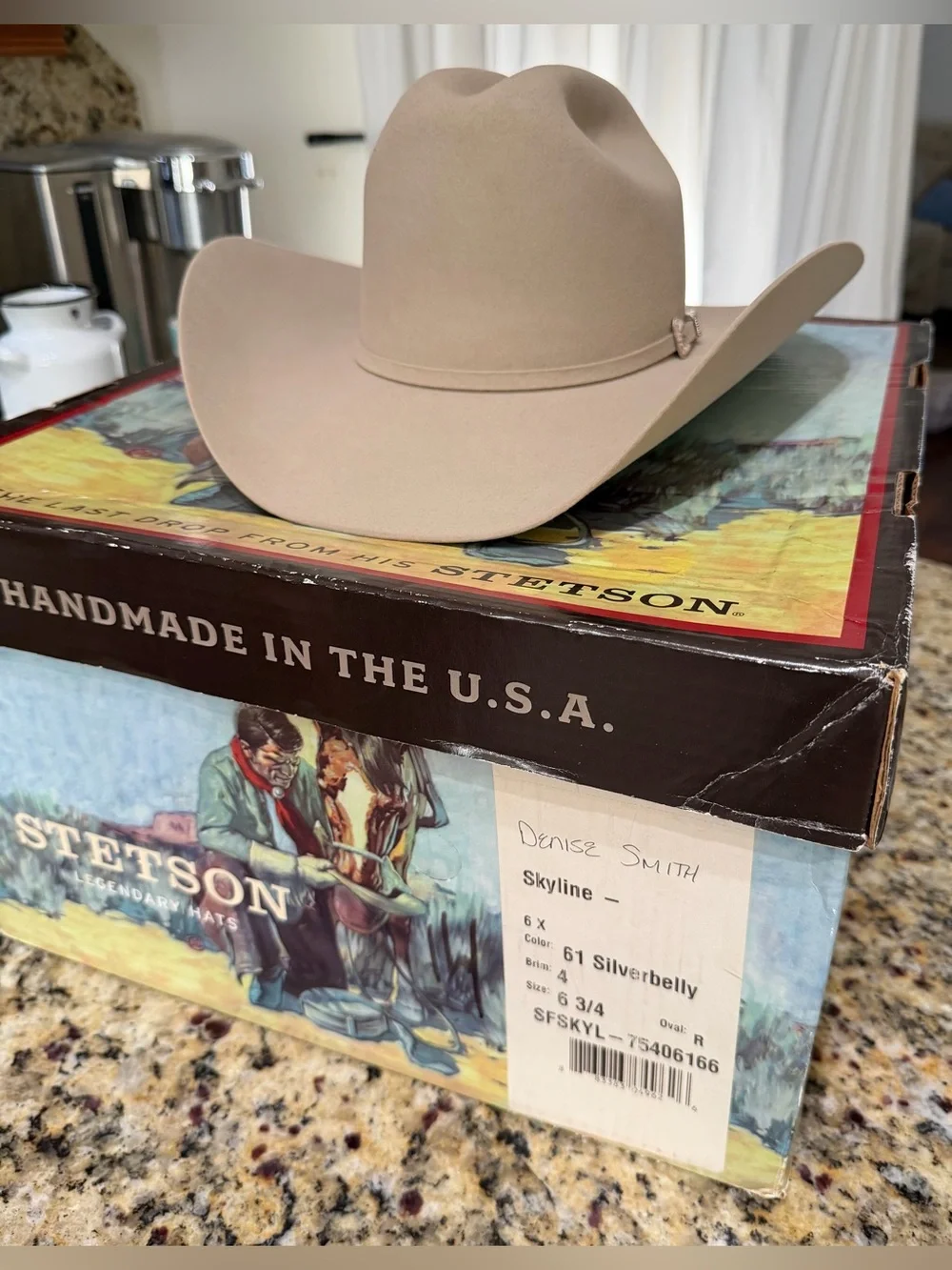 NIB Stetson Skyline 6X Silverbelly Fur Felt Cowboy Hat Western 6 3/4